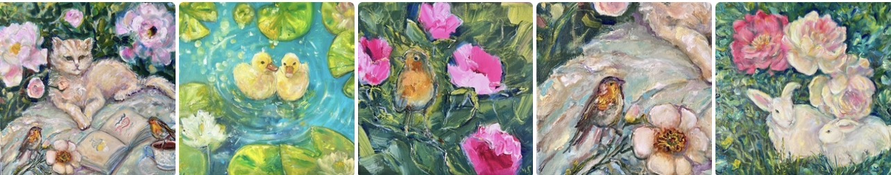 Fragments of paintings from the English Garden series by Marina Stognieva